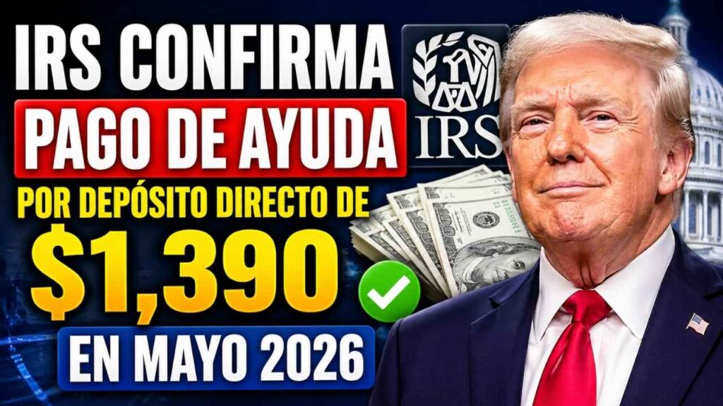 IRS confirma pago de ayuda por depósito directo de $1,390 en mayo 2026