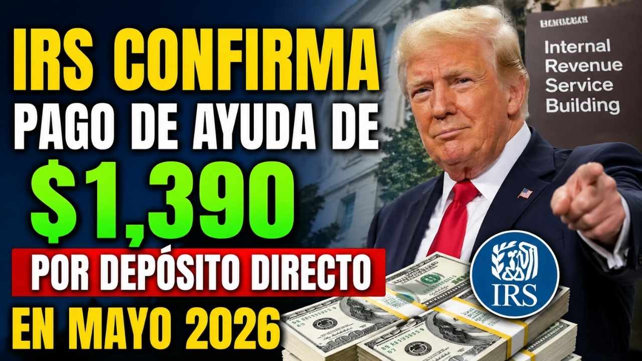 IRS confirma pago de ayuda de $1,390 por depósito directo en mayo 2026