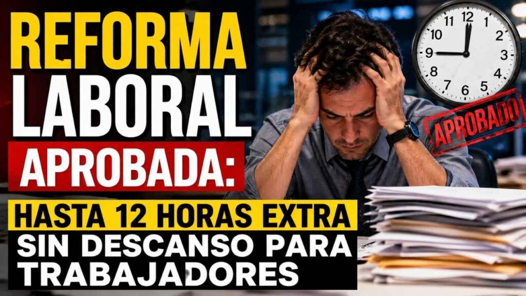 Reforma laboral aprobada: hasta 12 horas extra sin descanso para trabajadores