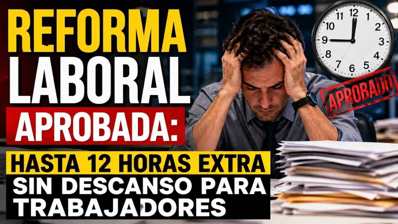 Reforma laboral aprobada: hasta 12 horas extra sin descanso para trabajadores